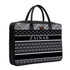 Black and White Stripes Printed Canvas and PU Laptop Bag - Uncommongifts.in