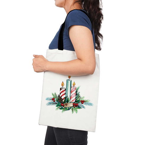 Christmas Candles Theme Printed Tote Bag - Uncommongifts.in
