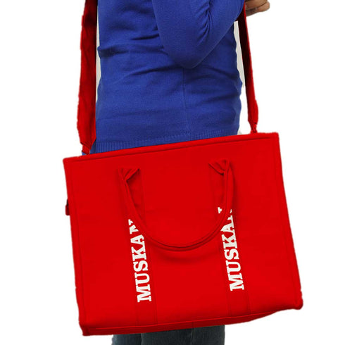 Personalised Red Woody Tote Bag - Uncommongifts.in