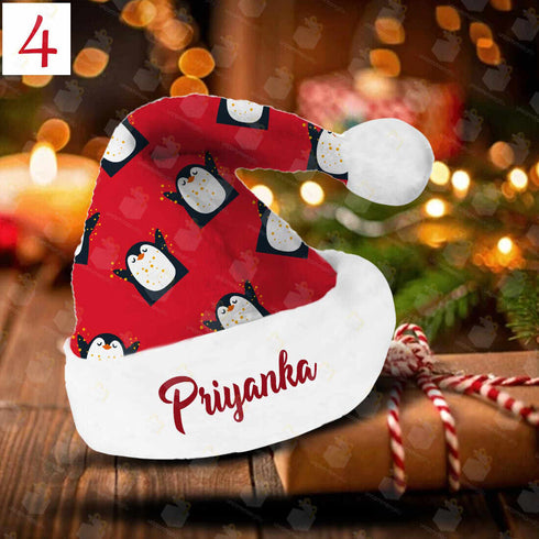 Personalised Red Velvet Printed Christmas Cap