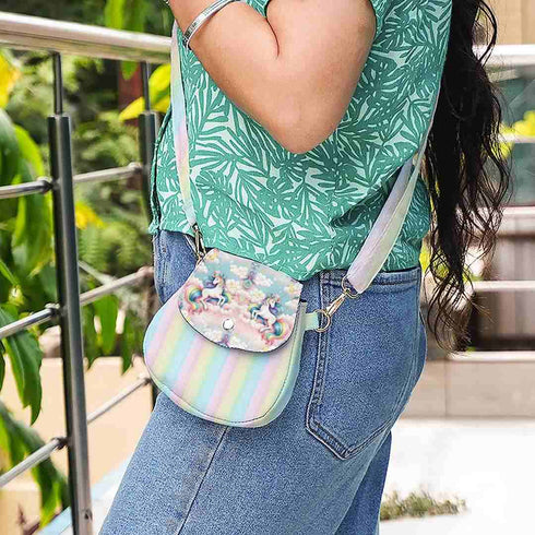 Personalised Unicorn Printed Sling Bags for Kids