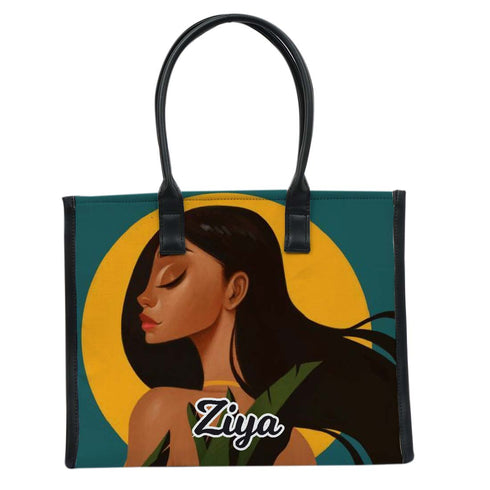 Personalized Box Tote Bag with Beautiful Girl Print - Uncommongifts.in