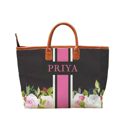 Pink Strap Floral Printed Personalised Luna Handbag