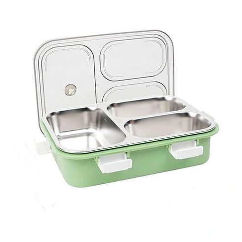 Personalized Steel Compartment Lunch Box for Kids - Green