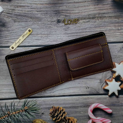Personalised Men's Wallet With Charm - Brown - Uncommongifts.in