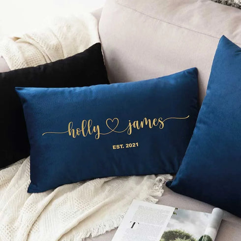 Personalised Velvet Couples Name Pillow