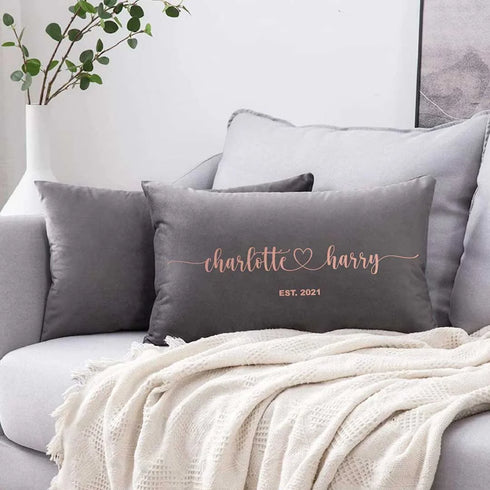 Personalised Velvet Couples Name Pillow