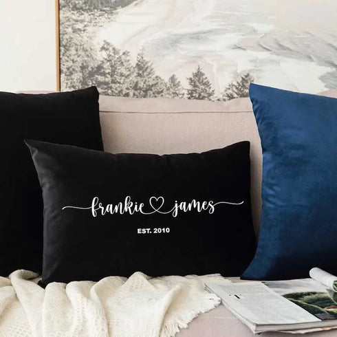 Personalised Velvet Couples Name Pillow
