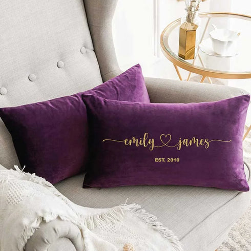 Personalised Velvet Couples Name Pillow