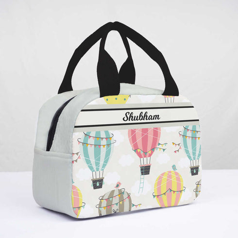 Personalised Air Balloon Printed Kids Lunch Bag With Handle