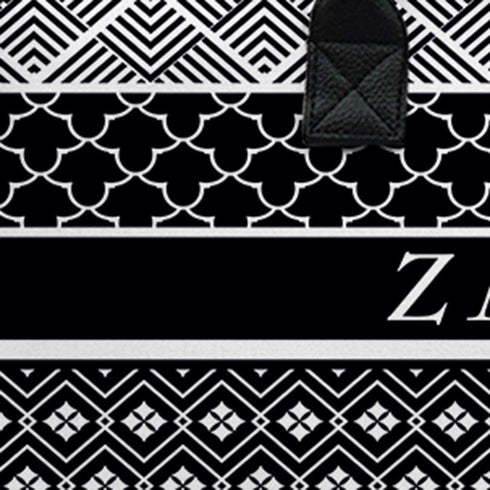 Black and White Stripes Printed Canvas and PU Laptop Bag - Uncommongifts.in