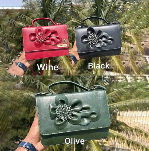 Personalized Floral Sling Bag with Charm