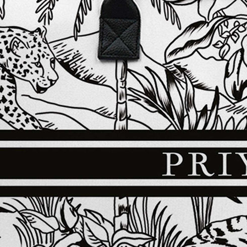 Black & White Animal Printed Customised Canvas and PU Laptop Bag - Uncommongifts.in