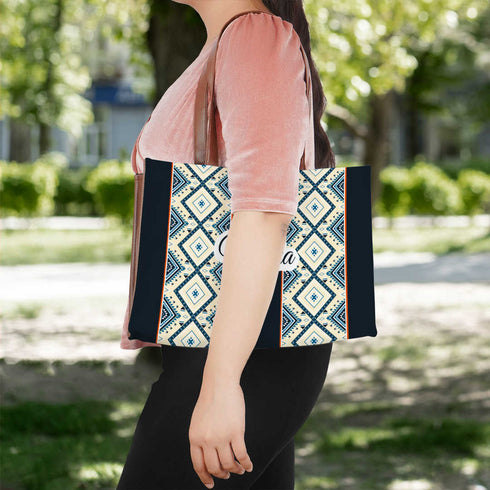 Geometric Personalised Printed Handheld Box Bag - Uncommongifts.in