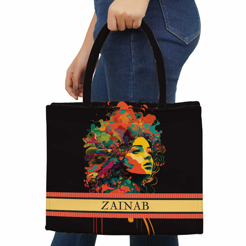 Beautiful Black Girl Printed Box Tote Bag - Uncommongifts.in