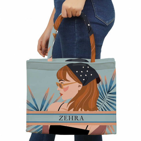 Beautiful Girl Printed Box Tote Bag - Uncommongifts.in