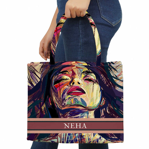 Beautiful Girl Printed Box Tote Bag - Uncommongifts.in
