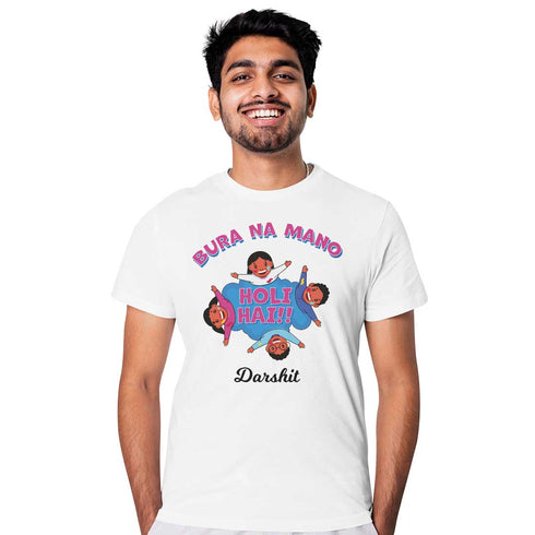 Bura Na Mano Holi Hai Personalized Printed T-Shirt - Uncommongifts.in