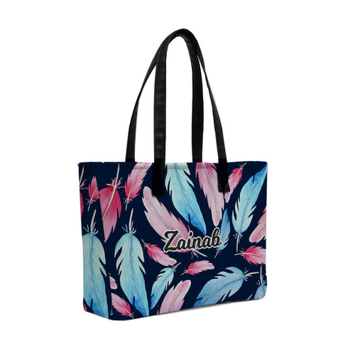 Feather Print Women's Office Bag - Uncommongifts.in