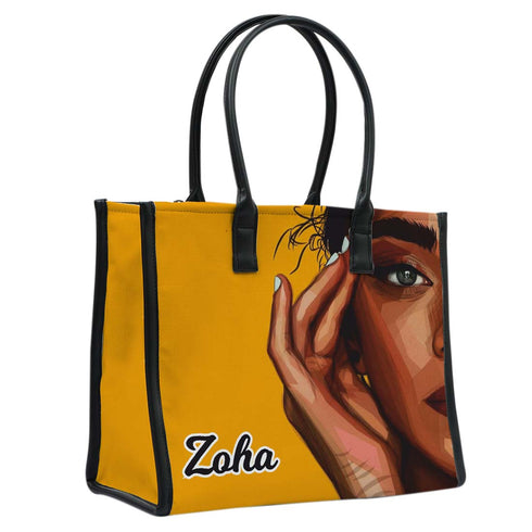 Personalised Beautiful Girl Printed Box Tote Bag - Uncommongifts.in