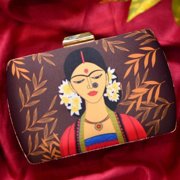 Portrait of Indian women Printed Customized  Clutch - Uncommongifts.in