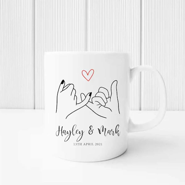 Personalised Valentines Day Pinky Promise Couples Mugs
