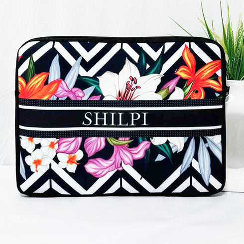 Personalised Floral Laptop Sleeve/Cover Combo Gift Set
