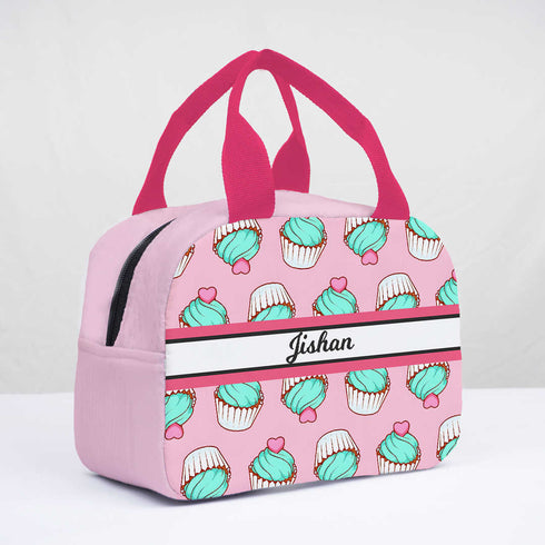 Personalised Cup Cakes Printed Kids Lunch Bag With Handle