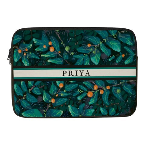 Leaf Printed Personalised Laptop Sleeve/Cover - Uncommongifts.in