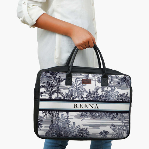 Customized Animal Printed Canvas and PU Laptop Bag - Uncommongifts.in