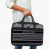 Black and White Stripes Printed Canvas and PU Laptop Bag - Uncommongifts.in