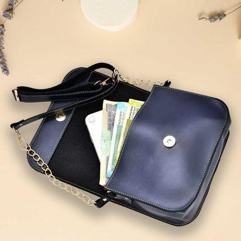 Personalised Sling Bag with Charms - Blue - Uncommongifts.in