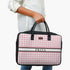 Baby Pink Geometric Customised Canvas and PU Laptop Bag - Uncommongifts.in