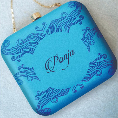 Aquarius Sun Sign Customized Clutch with Name - Uncommongifts.in
