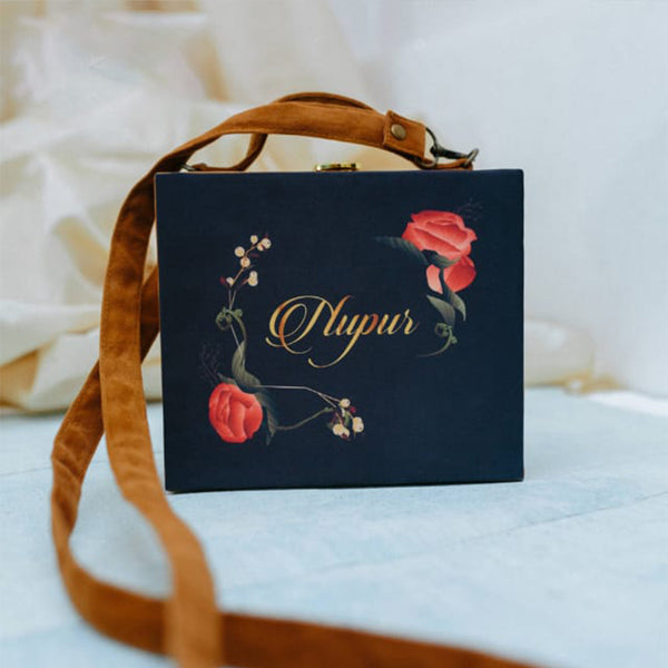 Red-Black Floral Customized Suitcase Style - Uncommongifts.in