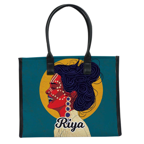 Personalized Girl Printed Box Tote Bag - Uncommongifts.in