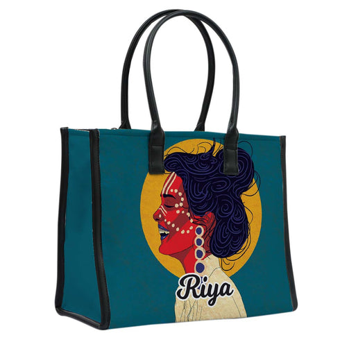 Personalized Girl Printed Box Tote Bag - Uncommongifts.in
