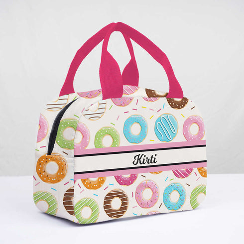 Personalised Donuts Printed Kids Lunch Bag With Handle