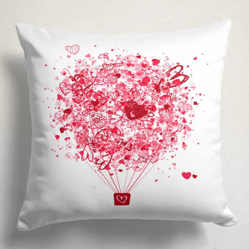 Personalised Red Heart Printed Valentines Day Cushion
