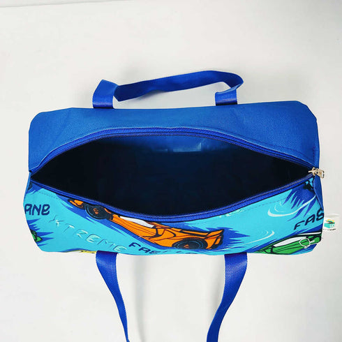 Personalised Blue Printed Kids Duffle Bag