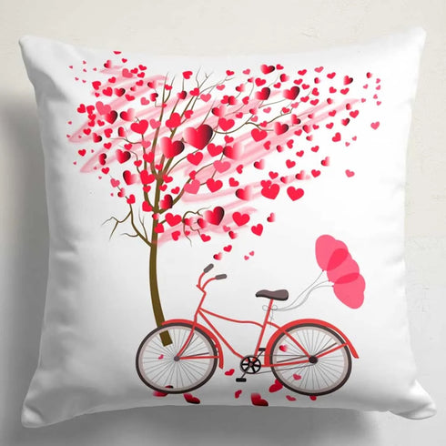 Personalised Red Heart Printed Valentines Day Cushion