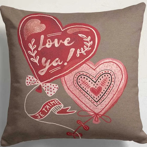 Personalised Red Heart Printed Valentines Day Cushion