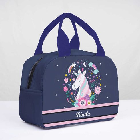 Personalised Unicorn Printed Kids Lunch Bag With Handle