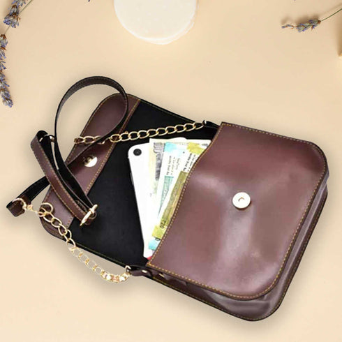Personalised Sling Bag with Charms - Dark Brown - Uncommongifts.in