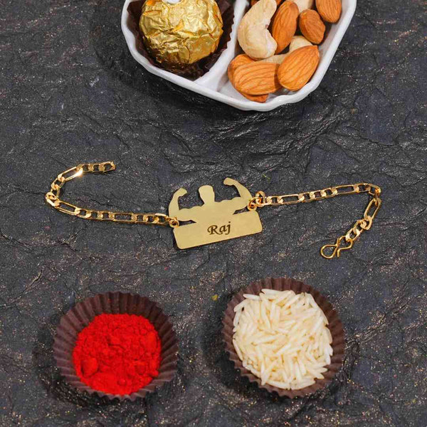 Personalised Gold Bracelet Rakhi For Brother
