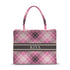 Pink Checks Printed Customised Box Tote Bag - Uncommongifts.in