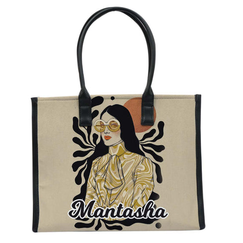 Personalised Beautiful Girl Printed Box Tote Bag - Uncommongifts.in