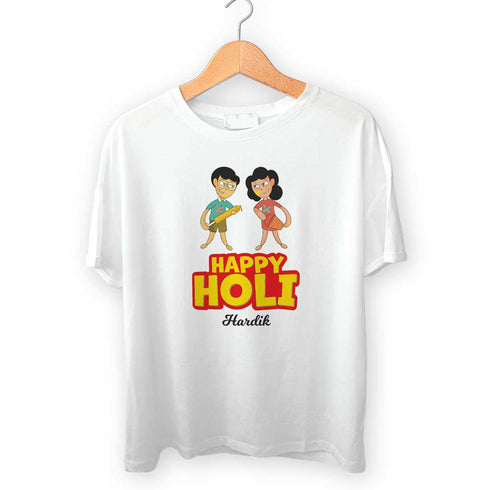 Personalized Holi Printed T-Shirt for a Colorful Celebration - Uncommongifts.in