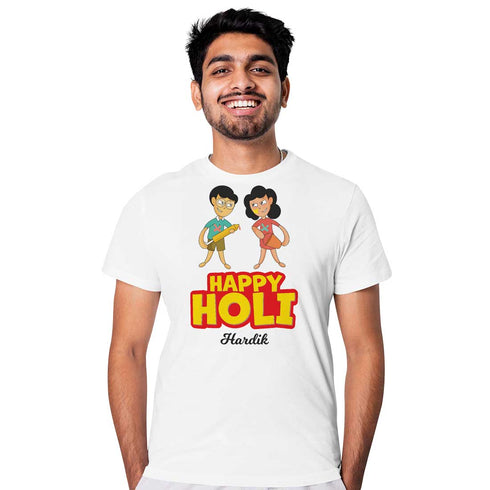 Personalized Holi Printed T-Shirt for a Colorful Celebration - Uncommongifts.in