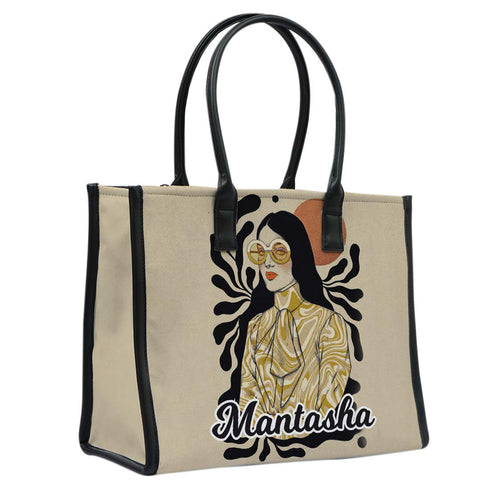 Personalised Beautiful Girl Printed Box Tote Bag - Uncommongifts.in